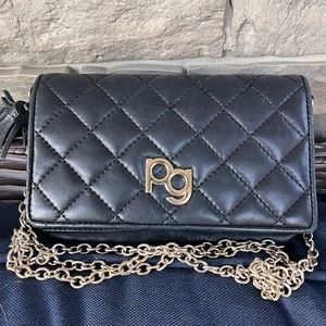 Purificacion Garcia PG Quilted Black Crossbody Bag with Gold Chain